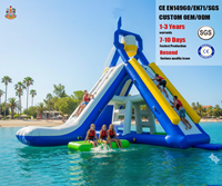 Toboggan aquatique gonflable en PVC bleu et jaune - Structure de jeu de loisirs et de piscine extérieure commerciale
