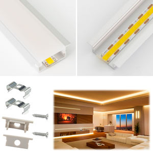 Profil de canal de bande lumineuse LED en aluminium à montage mural intégré, bande lumineuse COB pour chambre à coucher, <span class=keywords><strong>cuisine</strong></span>, salon - Product Image 3