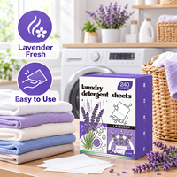 Feuilles de lessive en gros à la lavande OEM & ODM, 240 lavages, bandes enzymatiques dissolvables détachantes pour la lessive domestique