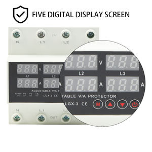 RMshebei調整可能電流電圧プロテクターオートリセット付き6 LEDディスプレイオーバー/アンダー電圧保護DINレール設置 - Product Image 5