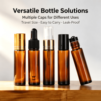 Flacon compte-gouttes en verre ambré 10 ml anti-lumière pour huiles essentielles et huiles médicinales avec bouchon en bois brun foncé