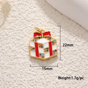 Mini Noël DIY Cuivre Plaqué avec Véritable Or Accessoire Émail Renne Bonhomme De Neige Cloche Pendentif Guirlande Charmes pour Femmes Cadeaux - Product Image 2