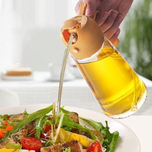 Botella de aceite de vidrio multifuncional lista para usar con pulverizador vertedor para utensilios de cocina, pulverizador de tipo pulsador sin aceite - Product Image 3