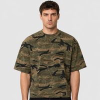 T-shirts camouflage personnalisés de haute qualité, style vintage, effet délavé à l'acide, coupe ample et courte