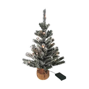 23.6inch Tabletop Artificial Flocked Snow <b>Christmas</b> Tree LED Lights-Battery Operated High Quality Eco-Friendly Home Office Party - Product Image 1