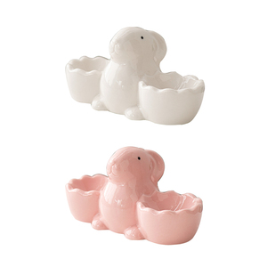 Décoration de Pâques pour la maison, porte-œufs en céramique à double support en forme de lapin, articles de décoration pour la maison, cadeaux de Pâques, porte-œufs - Product Image 5