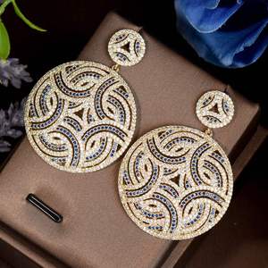 Hibride ต่างหูเซอร์โคเนียทรงกลมขนาดใหญ่สำหรับผู้หญิงเครื่องประดับงานเลี้ยงงานแต่งงาน aretes de mujer modernos E-587 - Product Image 4