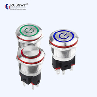 Interrupteur à bouton-poussoir étanche à 5 broches 22 mm, interrupteur éclairé par LED à courant élevé pour panneau de commande de machines de construction