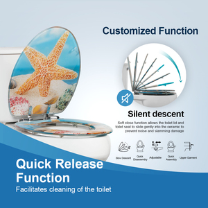 Asiento <span class=keywords><strong>de</strong></span> Inodoro Personalizado Impreso en 3D <span class=keywords><strong>de</strong></span> Resina/Madera/Acrílico con Diseño Oceánico y Bisagras Ajustables, Compatible con Inodoros <span class=keywords><strong>Universales</strong></span> - Product Image 2