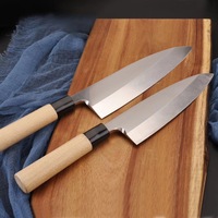 Couteau à sushi japonais pour thon Deba avec manche en bois de bouleau, acier inoxydable 5Cr15 MoV, écologique, marque TianJiao