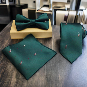 3-mảnh sợi nhỏ Polyester Mô hình động vật Tie Bộ quà tặng bao gồm Gà con chó Ngựa Túi vuông Bowtie - Product Image 4