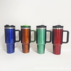 Vaso Térmico de Acero Inoxidable Transparente de 40 oz, Vaso Térmico de Gran Capacidad con Asa para Coche, Vaso Térmico con Pajita - Product Image 5