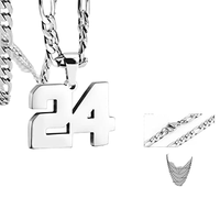 Colliers inspirés Bijoux Hip Hop Acier Inoxydable Sport Nombre Pendentif Football Basketball Baseball Sports Nombre pour Hommes