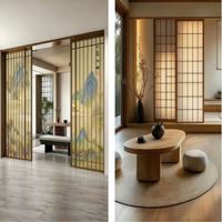 Nouvelle porte coulissante en aluminium et verre de style chinois, panneaux liés, rail dissimulé, quincaillerie fluide pour salle de thé, villa, appartement