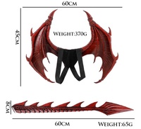 Vente en gros de costumes de déguisement pour fête d'Halloween, ensemble de décoration, masque de dragon, ailes, queue, mousse PU, masque intégral