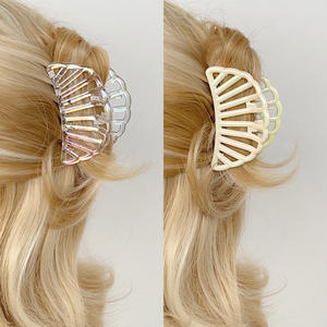 Nouvelle pince à cheveux demi-cercle colorée de 7,2 cm, pince à cheveux creuse en plastique, accessoires pour cheveux pour femmes - Product Image 2