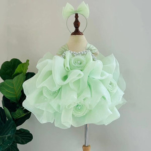 Splendido Abito da Damigella con Gonna Voluminosa e Fiocco per Bambine da 1 a 9 Anni, Ideale per Compleanni, Matrimoni e Occasioni Formali - Product Image 2