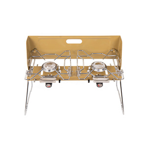 Estufa de Gas Portátil Plegable de Doble Quemador de Acero Inoxidable para Acampar al Aire Libre, Resistente al Viento, Encendido Manual Ligero - Product Image 6