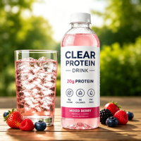 Boisson protéinée végétale transparente en mini-bouteille portable, sans lactose, végétalienne, pour la nutrition post-entraînement et le fitness
