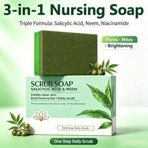 Jabón de Neem Indio <span class=keywords><strong>con</strong></span> Ácido Salicílico, Barra Limpiadora Facial Antiácaros, Jabón Artesanal Iluminador <span class=keywords><strong>con</strong></span> Aceites Esenciales <span class=keywords><strong>para</strong></span> los Poros - Product Image 2