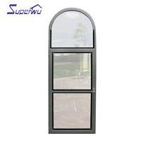 AS2047 NFRC Rotura térmica Ventanas de giro inclinables de aluminio Ventana de vidrio templado doble con panel fijo arqueado