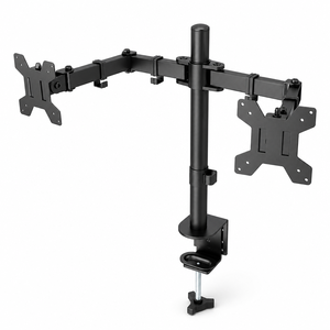 Support de moniteur double colonne personnalisé OEM, support de poteau à double bras, support pivotant à mouvement complet pour 2 écrans <span class=keywords><strong>PC</strong></span> - Product Image 4