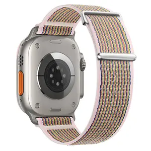 2023 nuovo stile di Design morbido Trail traspirante fibbia ad anello in Nylon in metallo per Apple watch band