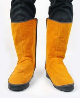 Bottes de travail en cuir en gros, chaussures de protection pour la soudure, bottes de sécurité pour les travailleurs