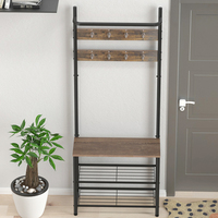 Porte-manteau autoportant pour entrée avec banc à chaussures, organisateur de rangement avec crochets pour couloir et chambre