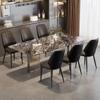 Chaises de salle à manger nordiques minimalistes modernes avec revêtement en cuir et structure en acier inoxydable - Design élégant pour la maison, le bureau et l'ameublement