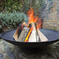 Brasero rond d'extérieur en acier Corten pour jardin, foyer à bois, chauffage intérieur/extérieur effet rouillé