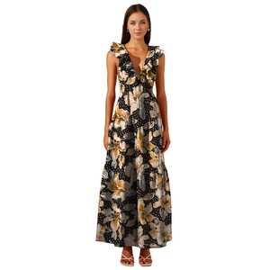 Haute Qualité À Manches Longues Col Carré Imprimé Floral Vacances Maxi <span class=keywords><strong>Robe</strong></span> <span class=keywords><strong>Robe</strong></span> Fleurie Longue <span class=keywords><strong>Tendance</strong></span> Bohème Chic Automne - Product Image 4