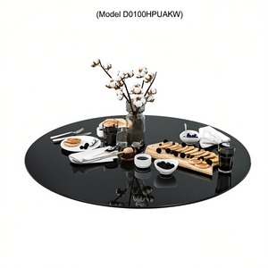 Plateau de table rond en verre trempé, 36 pouces, noir, épaisseur 1/4, bord poli, pour décoration de salle à manger - Product Image 1