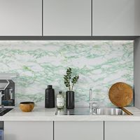 ORON DECO Autocollant en marbre vert brillant, imperméable, à coller et à décoller, pour comptoirs de cuisine, décoration intérieure, rouleaux de papier peint autocollants
