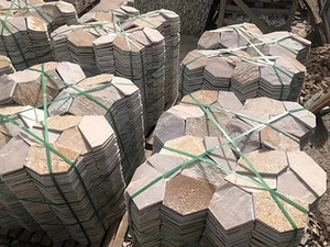 Tự nhiên slab đá gạch lục giác đường lái xe gỉ <span class=keywords><strong>Slate</strong></span> flagstone sàn ngoài trời cho cầu thang trên bán - Product Image 4