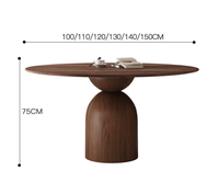 Table à manger ronde en bois massif noyer STG moderne 120 cm, style minimaliste européen et américain, pour 6 personnes, mobilier d'appartement scandinave
