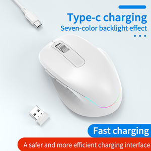 Ratón ergonómico inalámbrico con retroiluminación RGB recargable, 5 botones, seguimiento óptico, receptor USB, para mano derecha, uso en escritorio. - Product Image 3
