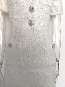 AIMEISI Abito Elegante da Donna a Maniche Corte <span class=keywords><strong>con</strong></span> <span class=keywords><strong>Perline</strong></span> Decorative, Vestito Aderente Semplice in Maglia Corta - Product Image 4