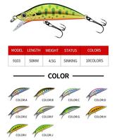 Nouvelle conception de leurre japonais Mini Minnow 50MM 4.5g, leurres durs submergés pour la pêche au bar et à la truite en rivière, lac et ruisseau
