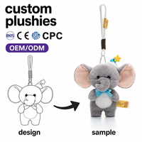Nouvelles mini peluches d'éléphant mignonnes, jouets en peluche, pendentifs de dessin animé, poupées en coton PP, porte-clés en peluche d'éléphant pour sacs à dos