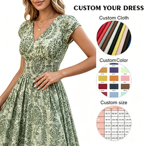 Vestido Maxi Boho Floral con Cuello en V, Cintura Fruncida, Abertura Lateral, <span class=keywords><strong>Estilo</strong></span> Francés, Vestido de Playa OEM - Product Image 2