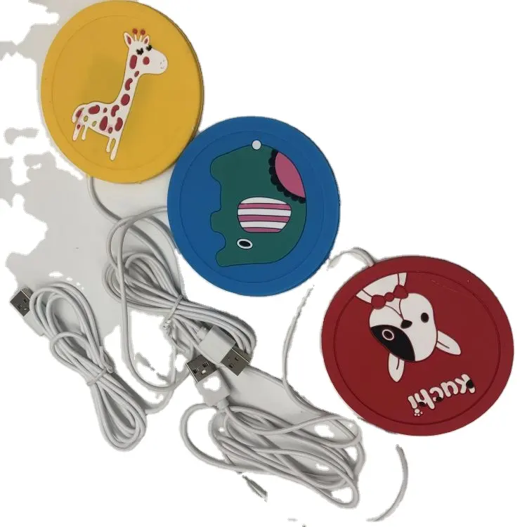 Tùy Chỉnh Thiết Kế Logo USB Nóng Silicone Cup Coaster Pad Nóng Cho Trà Sữa Cà Phê Đồ Uống Nóng Mug Sưởi Ấm Đế Lót Ly PVC Cho Văn Phòng