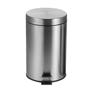 Custom Logo Stainless Steel Mirror Surface Foot Operated Trash Can Round Home Bathroom Toilet Rubbish Bin