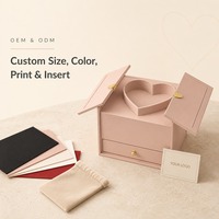 Boîte cadeau personnalisée pour bijoux floraux, compartiment en forme de cœur, double porte, tiroir coulissant, quatre couleurs, papier mat spécial, vente en gros