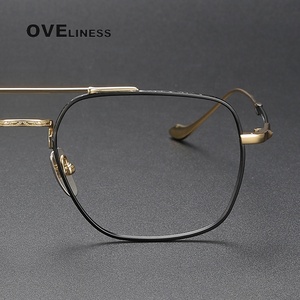 Montura de gafas de titanio puro 2024 para hombre, monturas de gafas de piloto cuadradas <span class=keywords><strong>Retro</strong></span> Vintage, gafas completas para hombre - Product Image 3