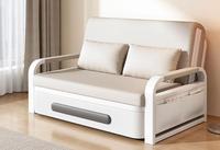 Sofá Cama Individual Convertible para Sala de Estar con Estructura Metálica, Asiento Doble Multifuncional para Balcón
