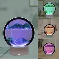 Lampe LED 3D Paysage Sable 16 Couleurs, Veilleuse Cadre d'Art Sable en Mouvement RGB avec Affichage Mer Profonde, Cadeau