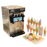 Machine à glace molle professionnelle robuste à 3 saveurs, en acier inoxydable, portable, avec bac de mélange pour les ventes à fort volume