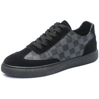 Chaussures basses décontractées pour hommes, style automne, à lacets, motif écossais, bout rond, en PU artificiel, semelle extérieure en plastique résistante à l'usure
