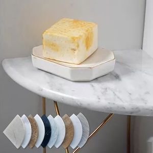 Estante Esquinero Blanco para Ducha, Estantes Esquineros de Piedra Natural en Forma de Abanico para Baño, Colección de Estantes Esquineros de Mármol - Product Image 2